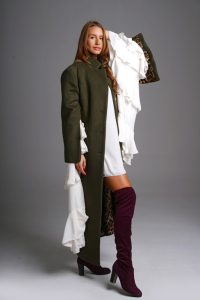 Maxi szövetkabát olajzöld